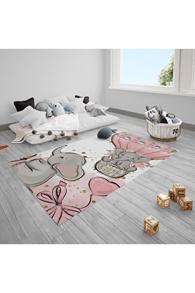 CİCİ ODAM Uçan Balon,filler, Kurdale Çocuk Bebek Odası Halısı