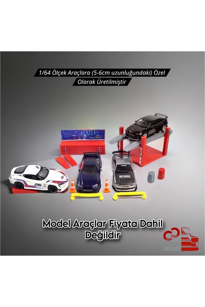 ÜRETİM Diorama Tamirhane Seti 1/64 Ölçek Diecast Diorama Sergileme Lift Duba Varil Model Araba için Oyuncak