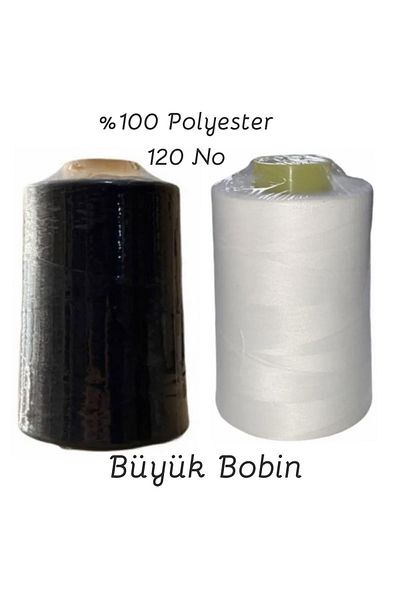 Dikiş Seti Black and White Sewing Thread (1 Pcs Black 1 Pcs White Quffon)