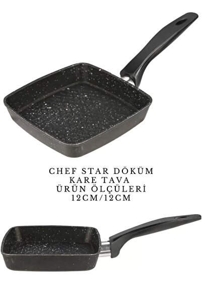 big chef Chef Star Alüminyum Döküm Kare Mini Pancake Omlet Kızartma Sos Tavas...