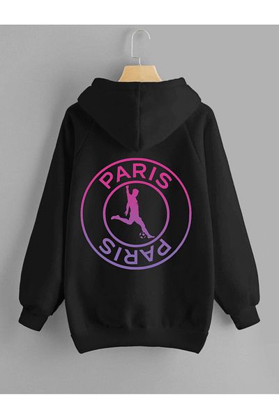 DEEPSENCE PariS Back Printed Unisex Black Hooded Sweatshirt