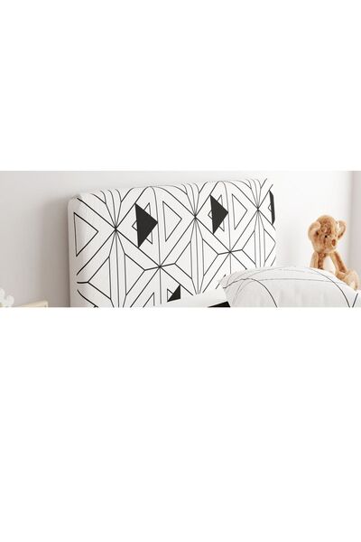 CİCİ ODAM Baza Başlık Kılıfı Genç Odası Siyah Beyaz Geometrik Üçgenler