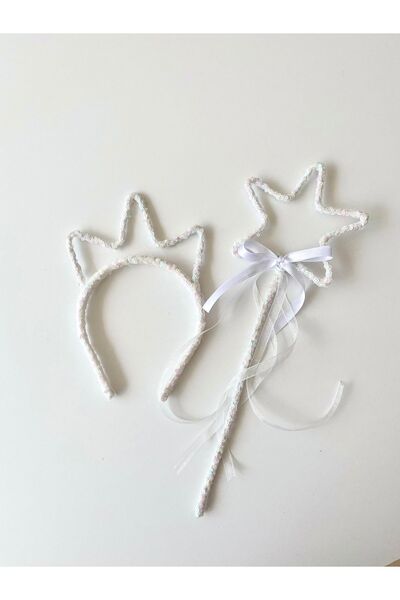 COOLMINIES Paiete cu coroană și baghetă cu stea pentru fetiță - Hologramă alb...