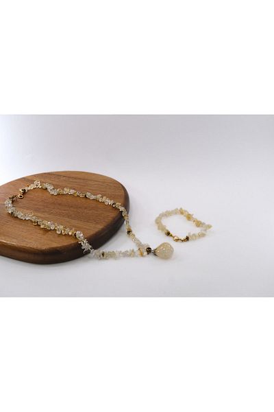 Mina Souvenir Citrine Stone Necklace and Bracelet Set