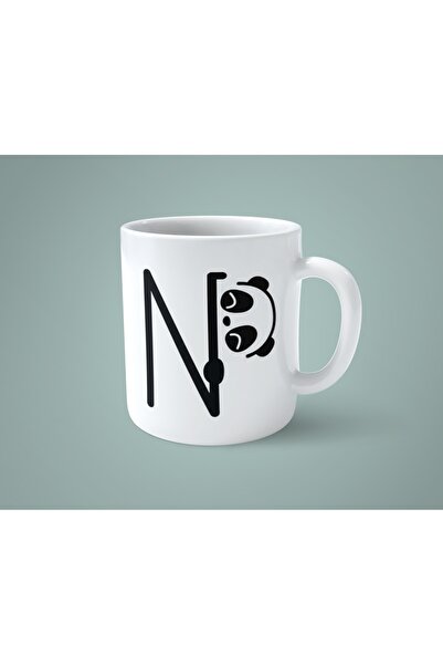 hesaplisiburada كوب مطبوع عليه حرف N Panda Alphabet