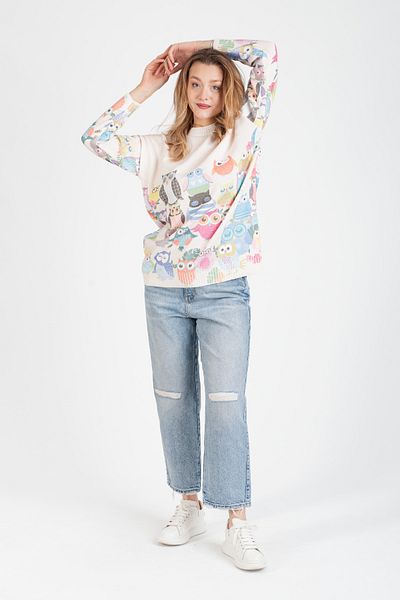 Hatun Atila Pulover lung cu gât de bicicletă cu model HatunAtila - 4769-4