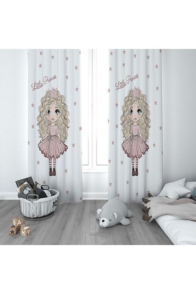 CİCİ ODAM 1 Wing Children's Room Curtain Background Curtain Starry Little Princess