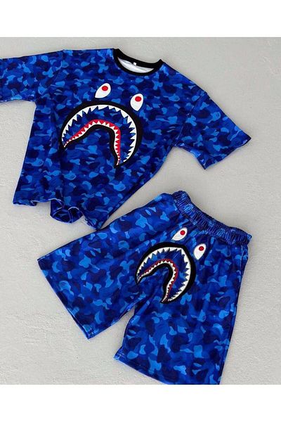 Butik Beyza Set dublu tricou și pantaloni scurți Bape