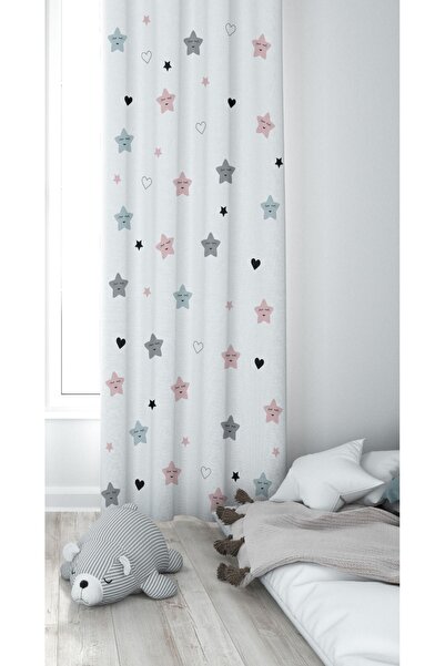 CİCİ EKO 1 جناح مبتسم نجوم قلب ليزر حافة قطع غرامة العسل النسيج ديكور غرفة الاطفال الستار