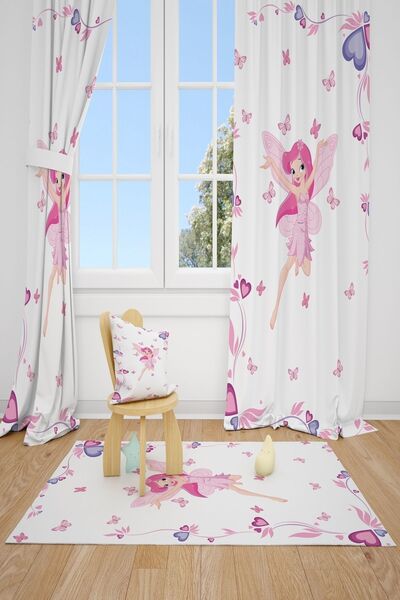 CİCİ ODAM 2 Kanat Winxclub Kelebek Kanatlı Peri Çocuk Odası Perdesi Fon Perde