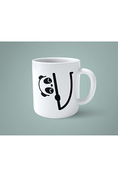 hesaplisiburada كوب مطبوع عليه حرف V Panda Alphabet