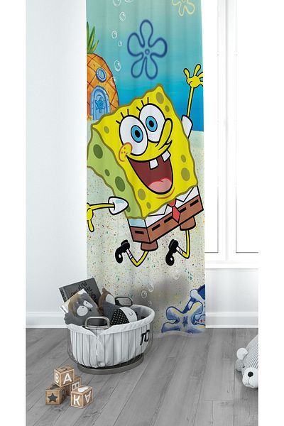 CİCİ EKO Sponge Bob Children's Room Curtain Background Curtain