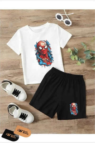 SİNSER TEKS Set dječjih kratkih hlača i majice Spiderman Štampano