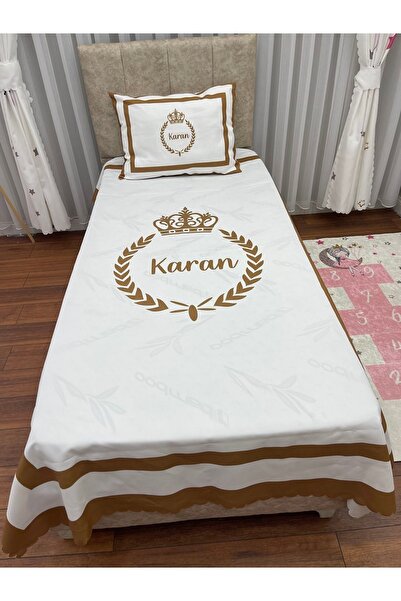 CİCİ EKO Başak Yatak Örtüsü HEDİYE Yastık Kılıfı Kral Tacı Sünnet İnce Dekoratif Petek Kumaş