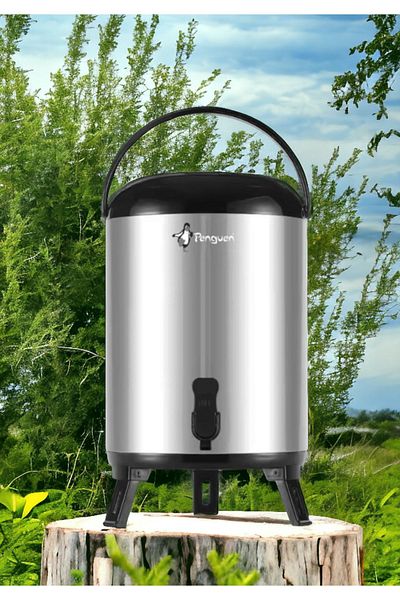 AHİR TİCARET Penguin 9.5 Lt (Large Size) Steel Inox Water-Tea Thermos Inside and Outside