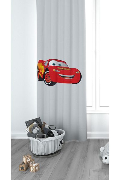 CİCİ EKO Lightning McQueen Children's Room Curtain Background Curtain