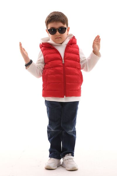 ÖNDER MODA Boy's Water and Windproof Hooded Puffer Vest