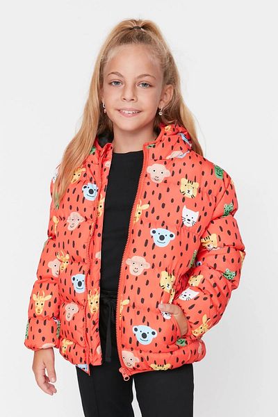 ÖNDER MODA Children's Water and Windproof Printed Hooded Puffer Jacket