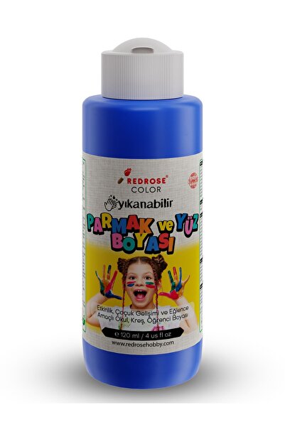 Red Rose Mavi Parmak Boyası 120ml Yıkanabilir, EN-71 Sertifikalı, Toksik İçer...