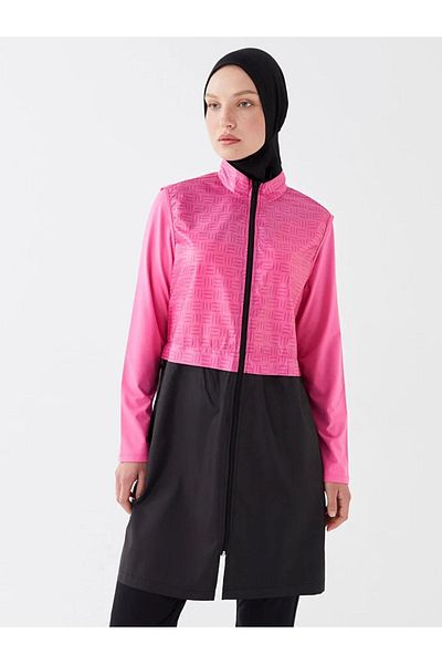 LC Waikiki Σετ γυναικείο μαγιό χιτζάμπ Lcw Dream High Collar Color Blocked μακρυμάνικο
