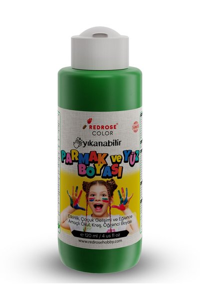 Red Rose Yeşil Parmak Boyası 120ml Yıkanabilir, EN-71 Sertifikalı, Toksik İçe...