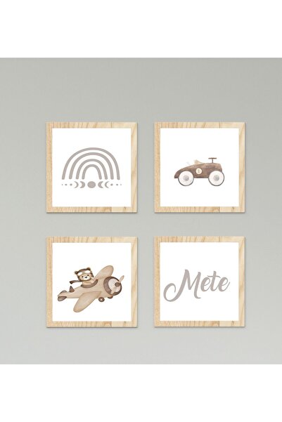 CİCİ ODAM Çocuk Bebek Odası Tablo Sade Gökkuşağı Planör Ayıcık Araba