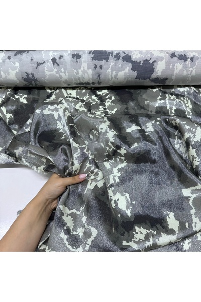 Yaren Ülker Floş Saten Kumaş Parlak Çift En Etnik Desenli Geometrik