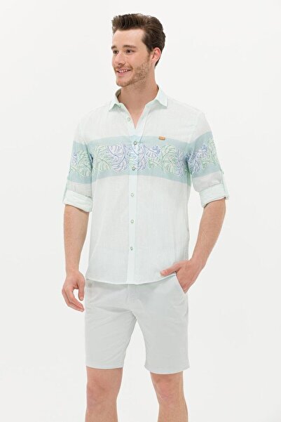 U.S. Polo Assn. Erkek Su Yeşili Uzun Kollu Gömlek