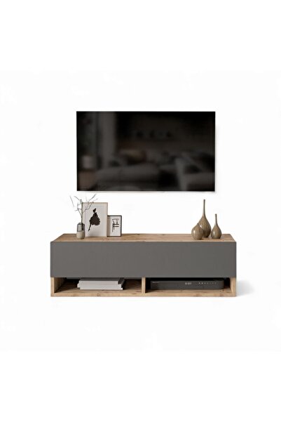 L'occi Concept Delphin 100 Cm Raflı Kapaklı Tv Ünitesi Dlp13-aa Çam-antrasit