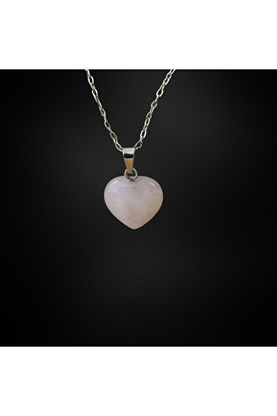 e-doğaltaş حجر الكوارتز الوردي الطبيعي - قلادة على شكل قلب