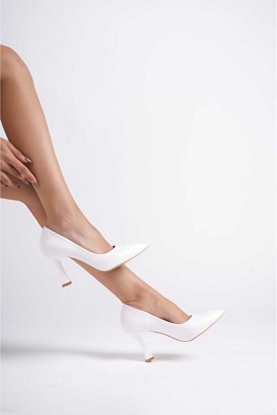 mor ayakkabı BEYAZ ÇİLT TOPUKLU KADIN AYAKKABI LF100