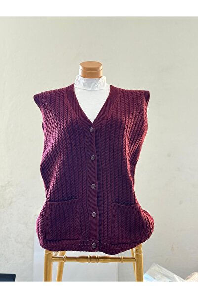 EM&FA TEKSTİL سترة الأم بتصميم شعر من القماش السميك المضفر - EM&FA