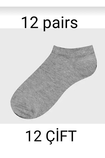 DERMİNA 12 Pairs Gray Colored Booties Socks Set