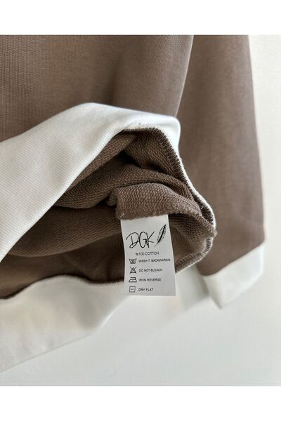 DGK COLLECTİON Огромна дамска блуза с кафеен принт 100% памук