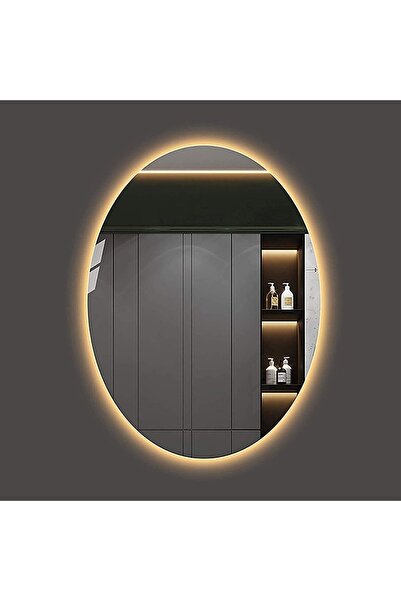 Toprak dekor 80*60 Elips Dokunmatik(DİMMER ÖZELLİKLİ) Günışığı Ledli Banyo Aynası Makyaj Aynası-trafolu