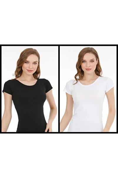 Onurel Tricou Badi din bumbac Lycra cu jumătate de mânecă, alb-negru