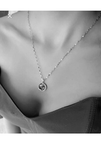 faseb Steelqueen Kadın 316l Paslanmaz Çelik Gümüş Zirkon Taşlı Mavi Hilal Dünya Uzay Gezegen Kolye