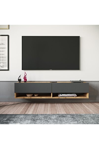 L'occi Concept Delphin 140 Cm Raflı Kapaklıtv Ünitesi Dlp11-aa Çam-antrasit