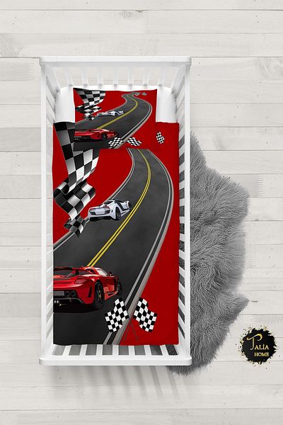 Talia Home Race Car Baby Duvet Cover Set with Sheets TLABN-194