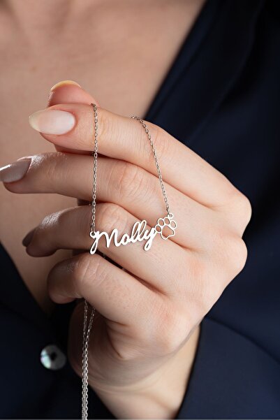 Silvano Jewelry 925 Ayar Gümüş İsimli Pati Kolye