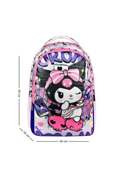 YOUOY Set de școală primară și cutie de prânz Kuromi cu sclipici