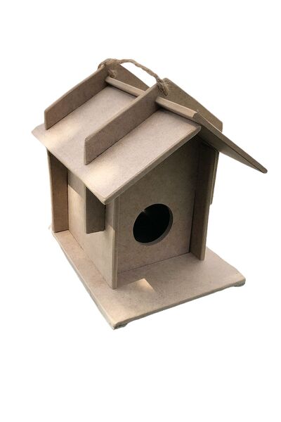 Emach Dizayn Dekoratif Bahçe Ahşap Kuş Evi Yuvası Boyanabilir Dayanıklı Mdf 21x16x21