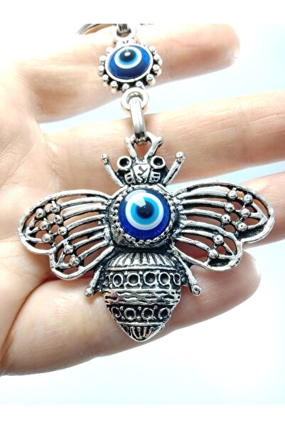 Ennea Art Nazar Boncuğu Metal Arı Figürü Anahtarlık / Araba Dikiz Ayna Süsü H...