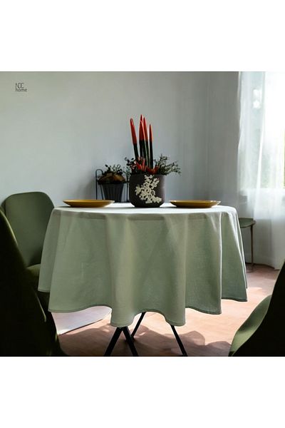 NDC HOME Față de masă rotundă din in verde - Salvie