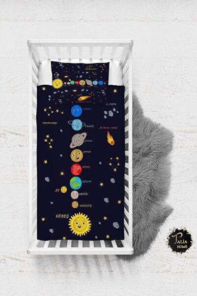 Talia Home Tutorial Planets Patterned Baby Duvet Cover Set with Sheets TLABN-182