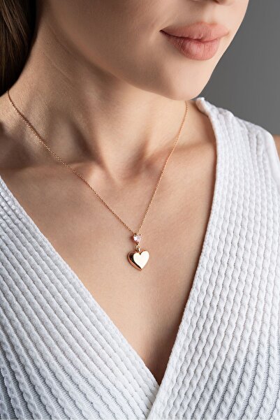 Silvano Jewelry 925 Ayar Gümüş Tektaşlı Kalp Kolye