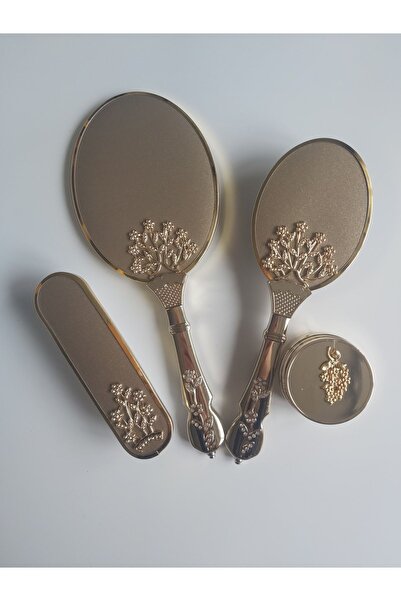 Nurka Çeyiz Gold Renk Gelin Bohçası Ayna Tarak Set Takım / Çeyizlik