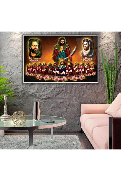 EMYA HOME Pictură pe sticlă cu 12 imam, cu cadru metalic