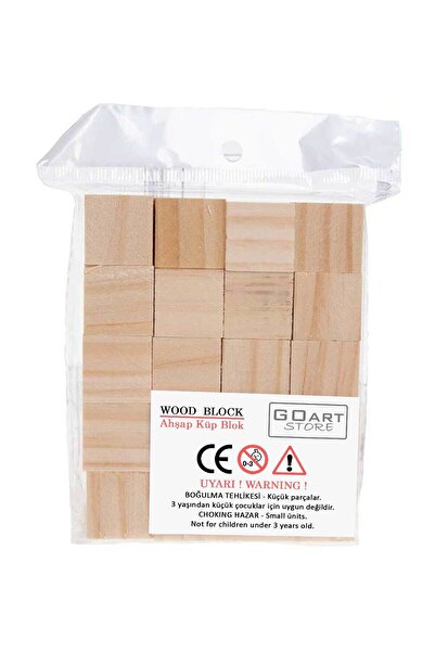 GOart Ahşap Küp Bloklar 3 Cm - 50 Adet - Doğal Ahşap Küp