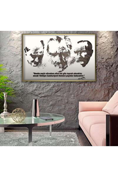 EMYA HOME Pictură pe sticlă Ataturk cu cadru metalic